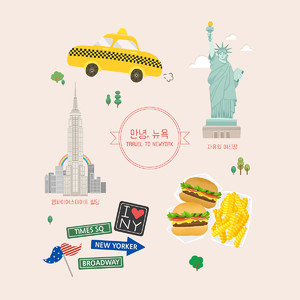 美国纽约自由女神标志建筑汉堡美食旅游素材