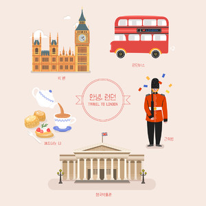 英国伦敦大本钟著名景点下午茶美食插画素材